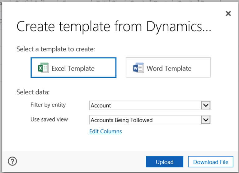 Create Excel Template from Dynamics 365