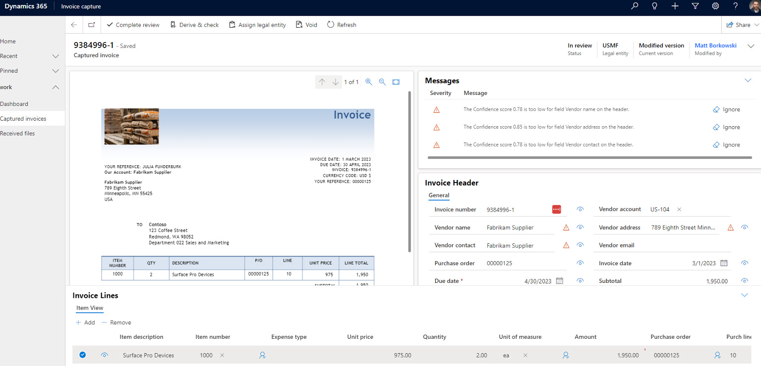 Review Invoice In Invoice Capture Tool Arctic It