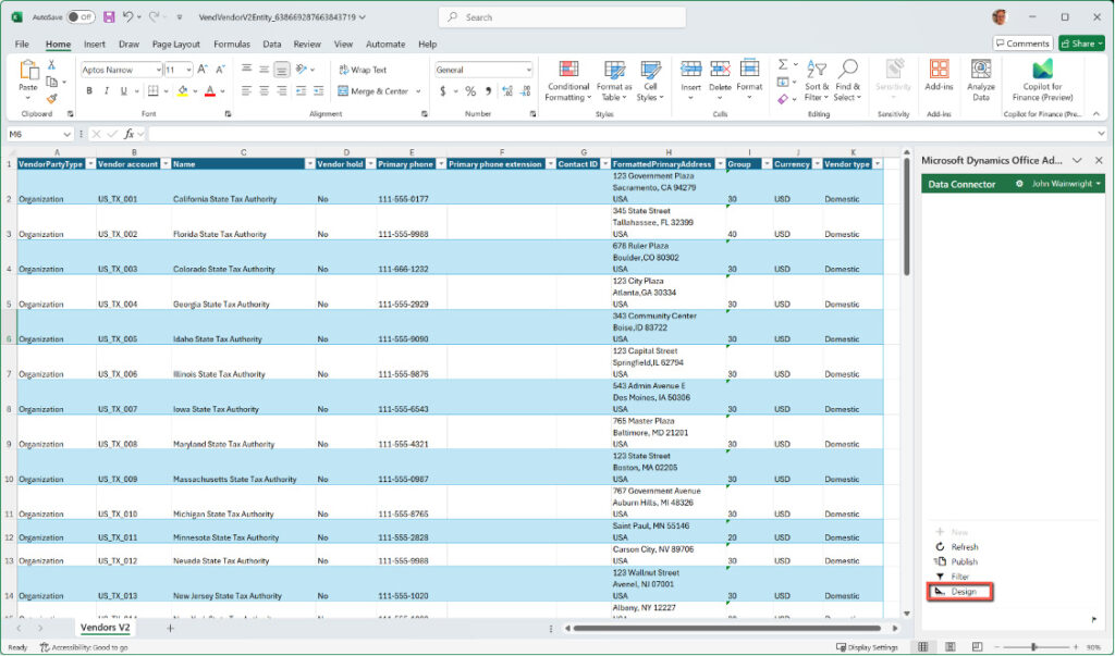 Design in the Excel Office Add-In