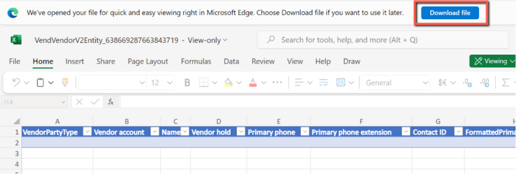 Download Excel web file