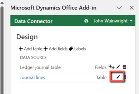 Edit table on Journal Lines