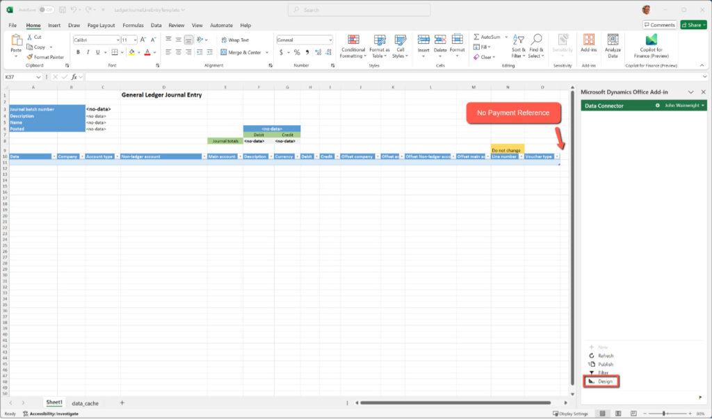 Design in Excel Office Add-In