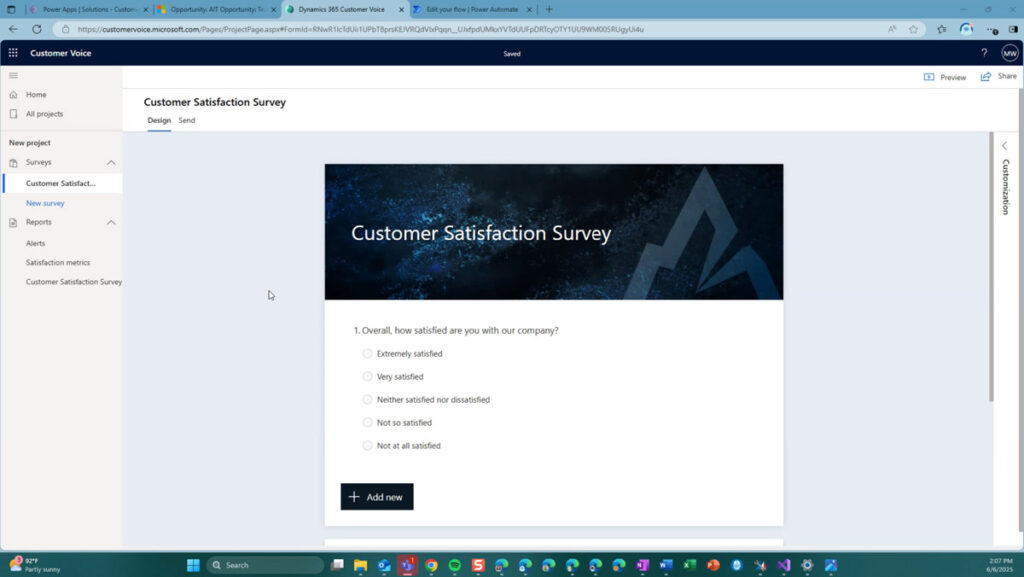 Customer Voice Survey Preview