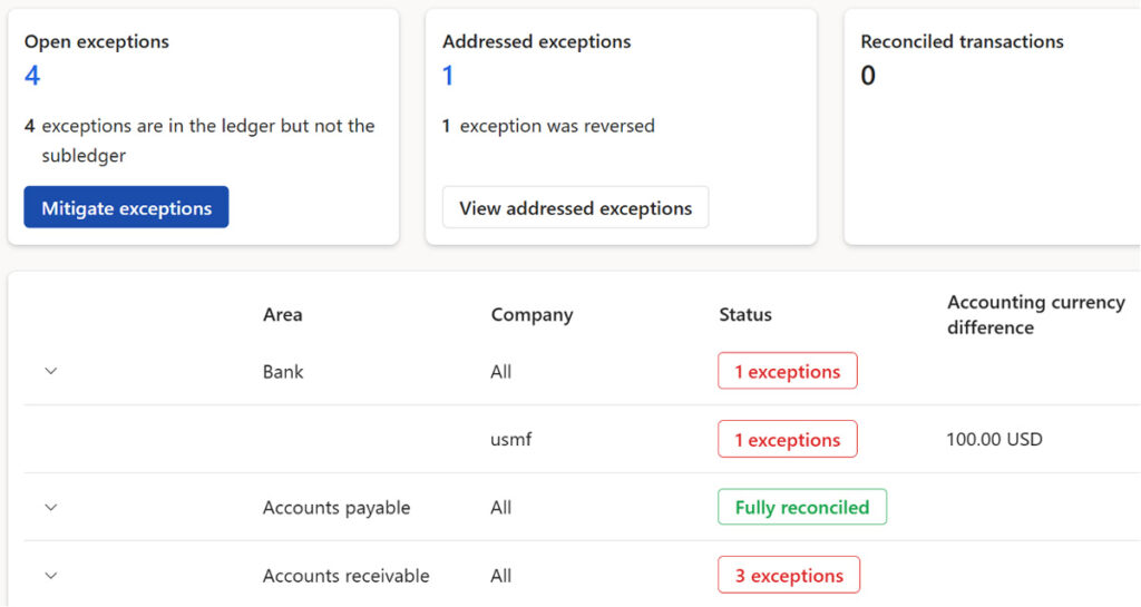 Flagged exceptions with the Account Reconciliation Agent