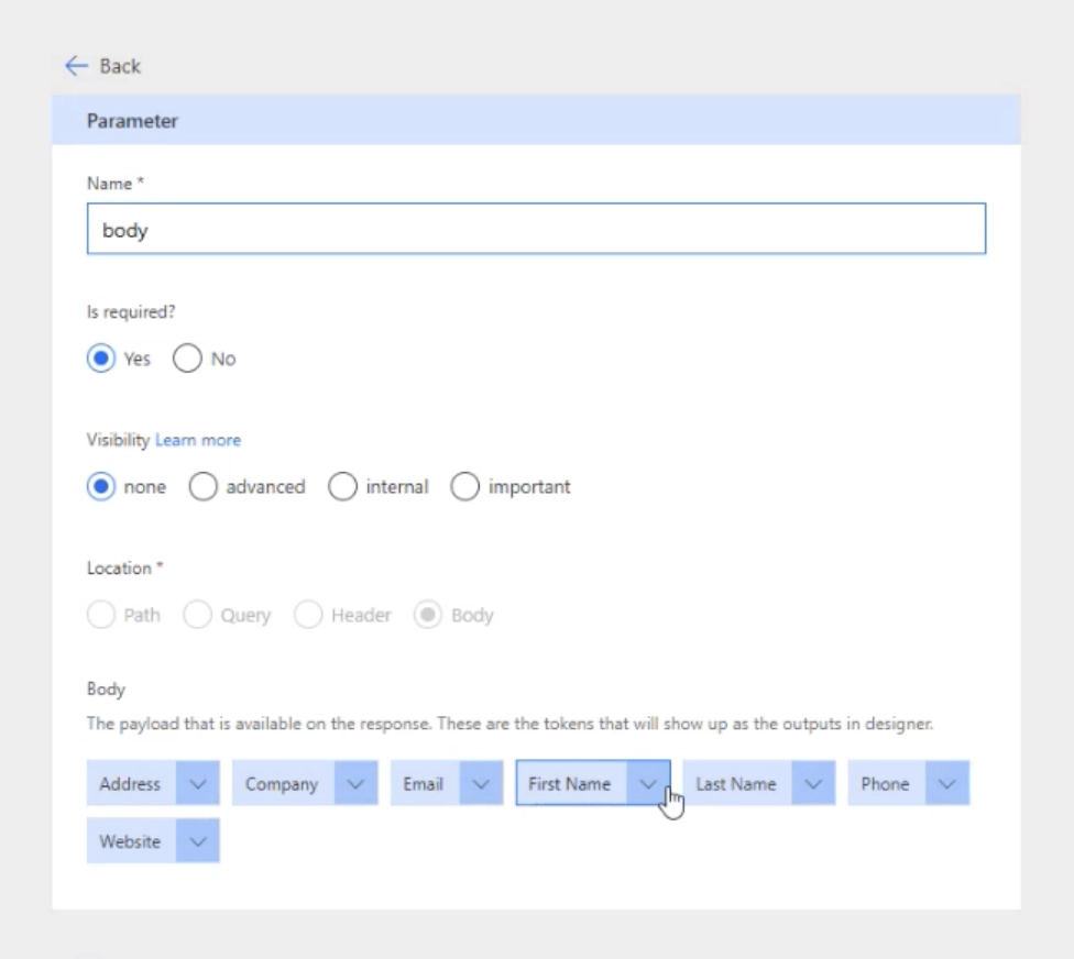 Tokens defined in API