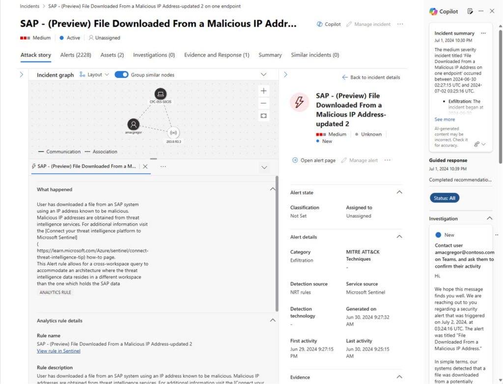 Sentinel AI-powered investigation preview
