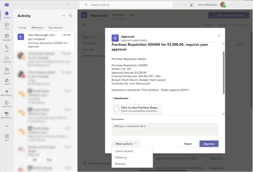 Microsoft Teams Approvals App Preview