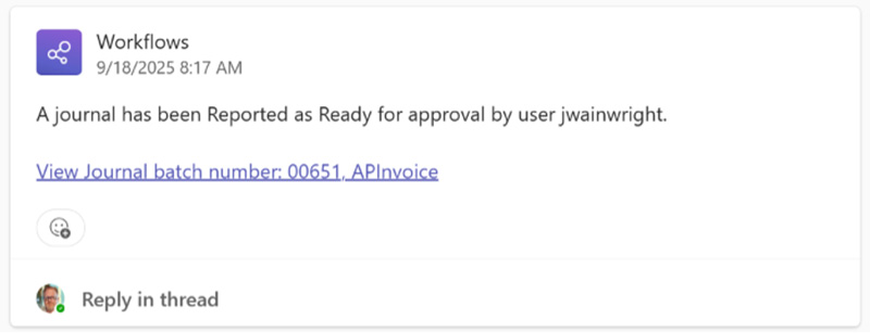 Teams Notification Example from Workflows