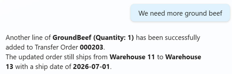 Interaction with Specialized Agent for Inventory Replenishment